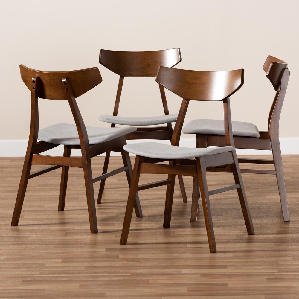 Walnut Brown Finished Wood 4-Piece Dining Chair Set. Picture 11