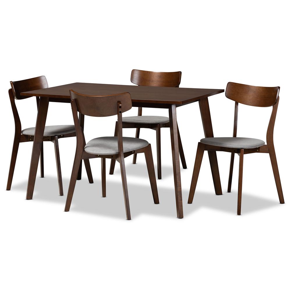 Walnut Brown Finished Wood 5-Piece Dining Set. Picture 9