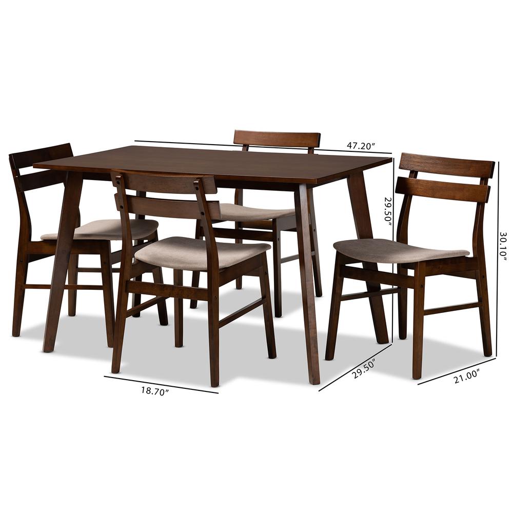 Walnut Brown Finished Wood 5-Piece Dining Set. Picture 16
