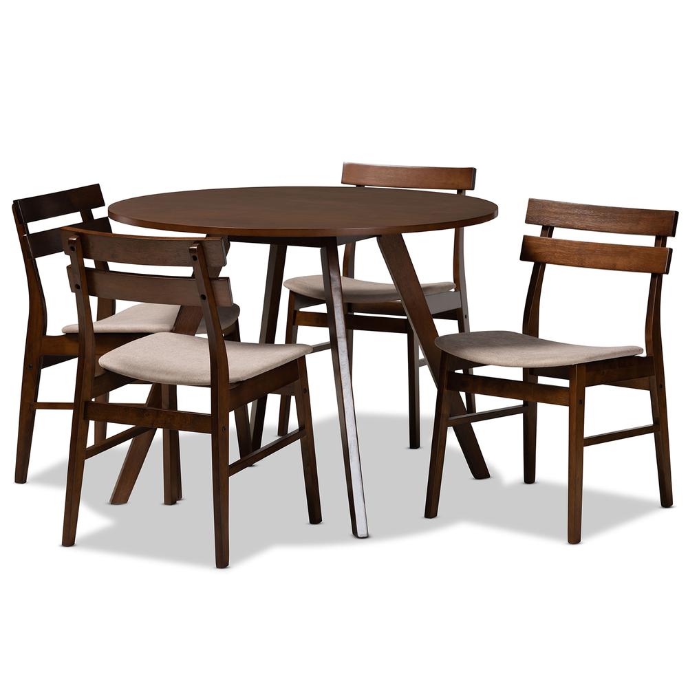 Walnut Brown Finished Wood 5-Piece Dining Set. Picture 8