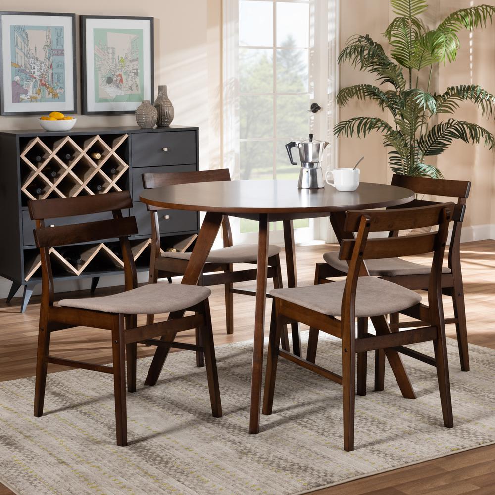 Walnut Brown Finished Wood 5-Piece Dining Set. Picture 13