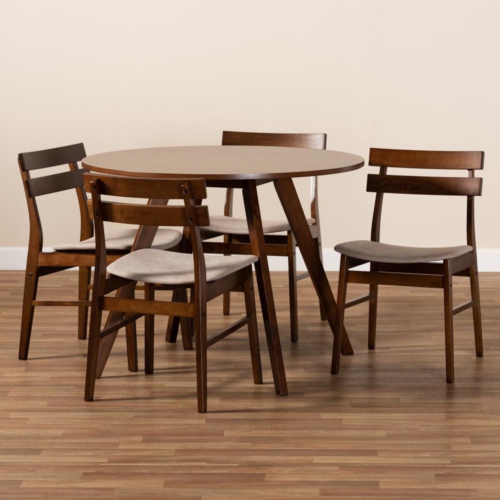 Walnut Brown Finished Wood 5-Piece Dining Set. Picture 14