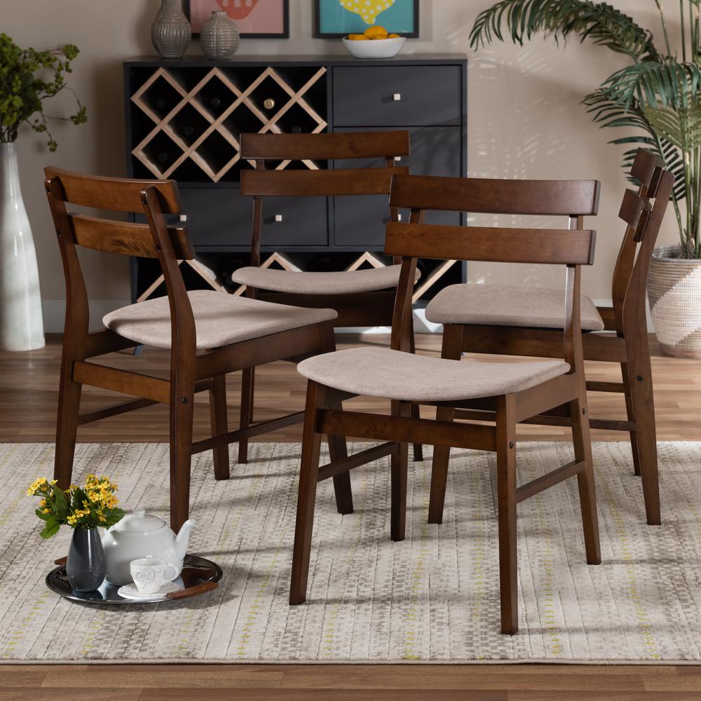 Walnut Brown Finished Wood 4-Piece Dining Chair Set. Picture 10