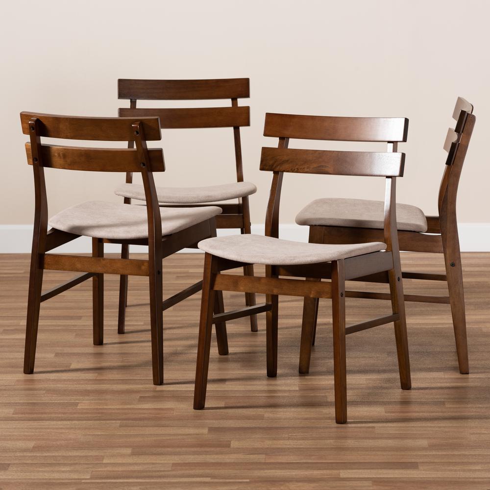 Walnut Brown Finished Wood 4-Piece Dining Chair Set. Picture 11