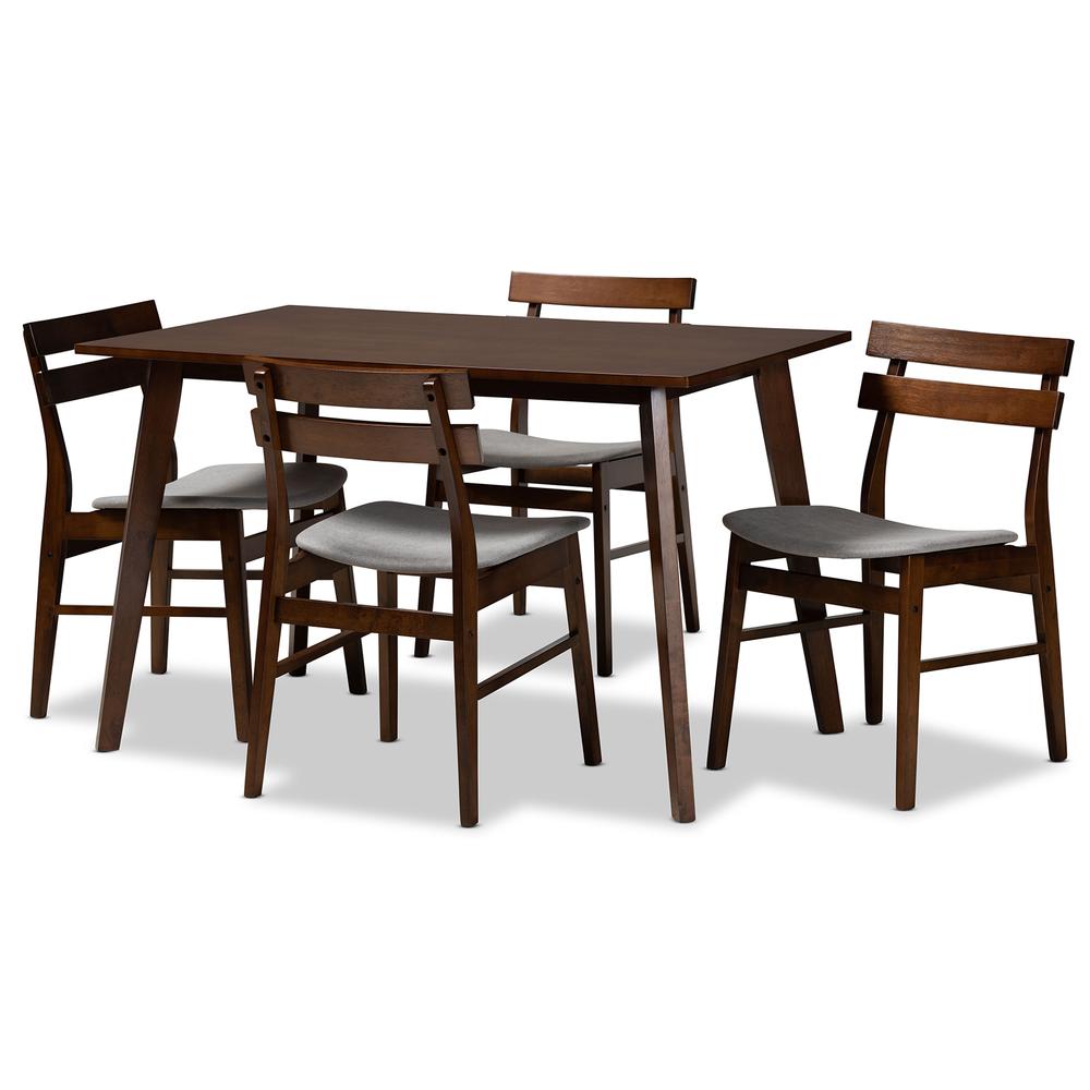 Walnut Brown Finished Wood 5-Piece Dining Set. Picture 9