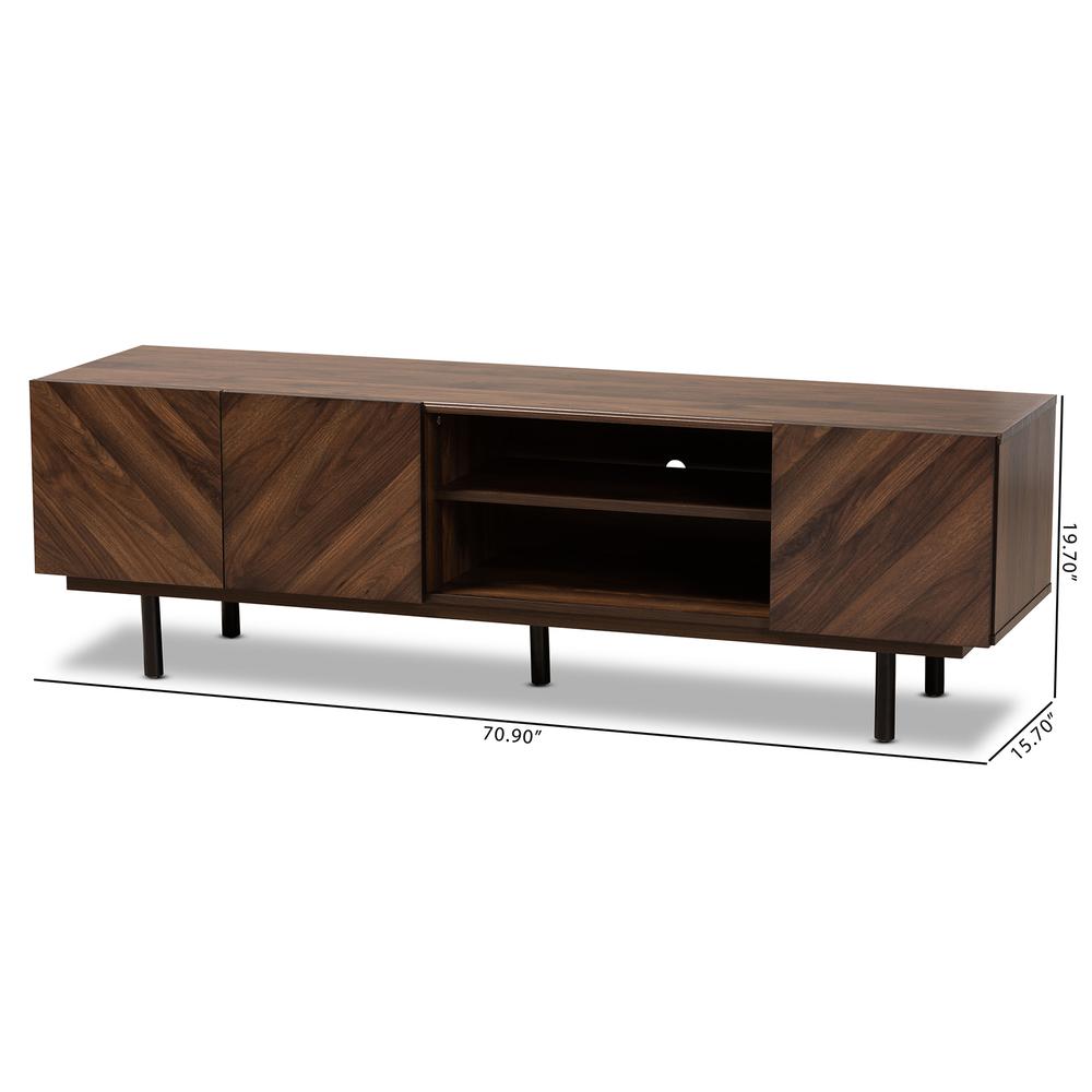 Baxton Studio Berit Mid-Century Modern Walnut Brown Finished Wood TV Stand. Picture 20