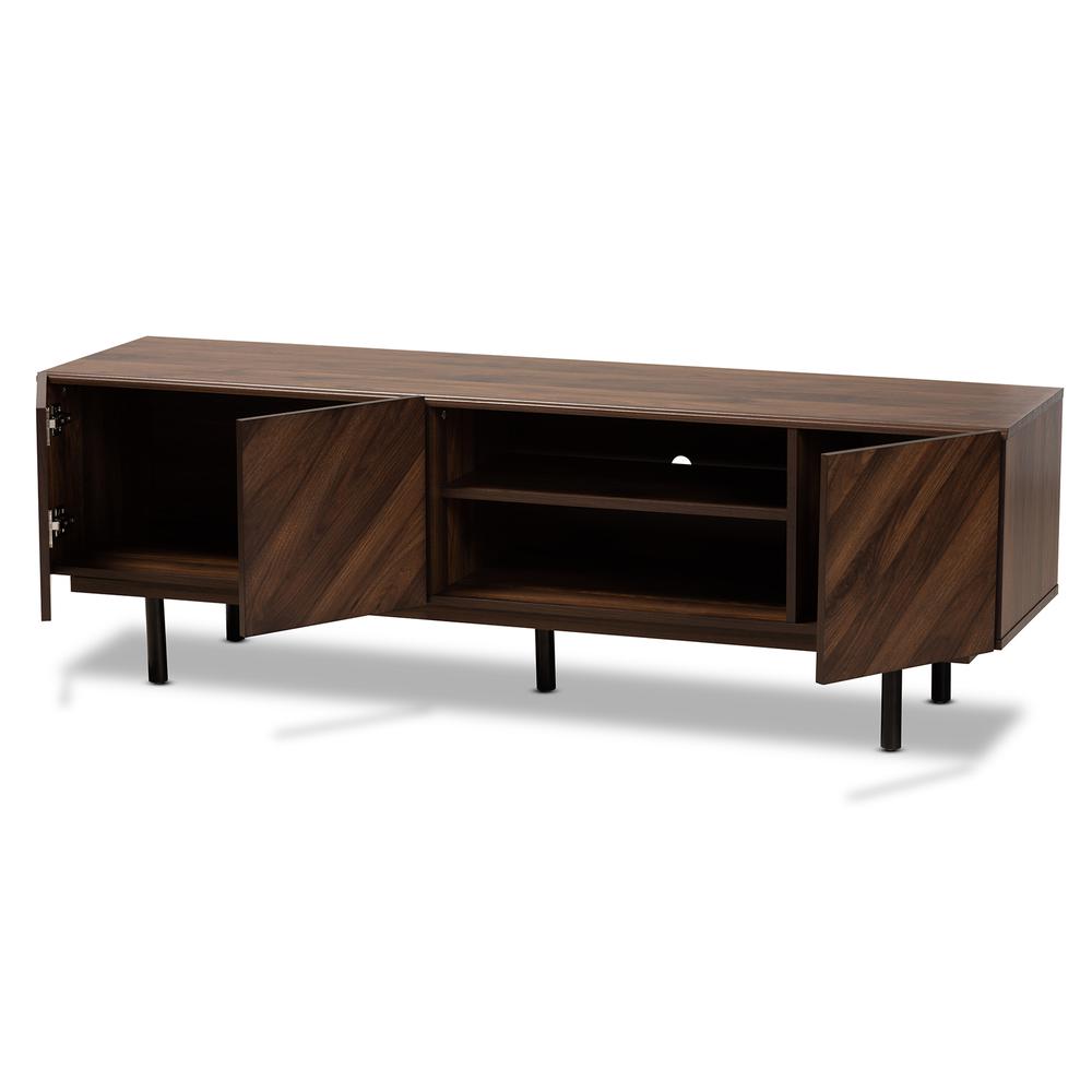Baxton Studio Berit Mid-Century Modern Walnut Brown Finished Wood TV Stand. Picture 12