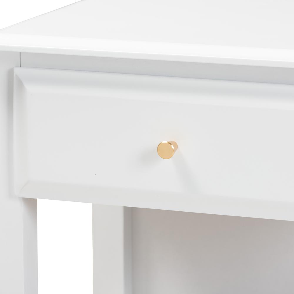 Naomi Classic and Transitional White Finished Wood 1-Drawer Bedroom Nightstand. Picture 14