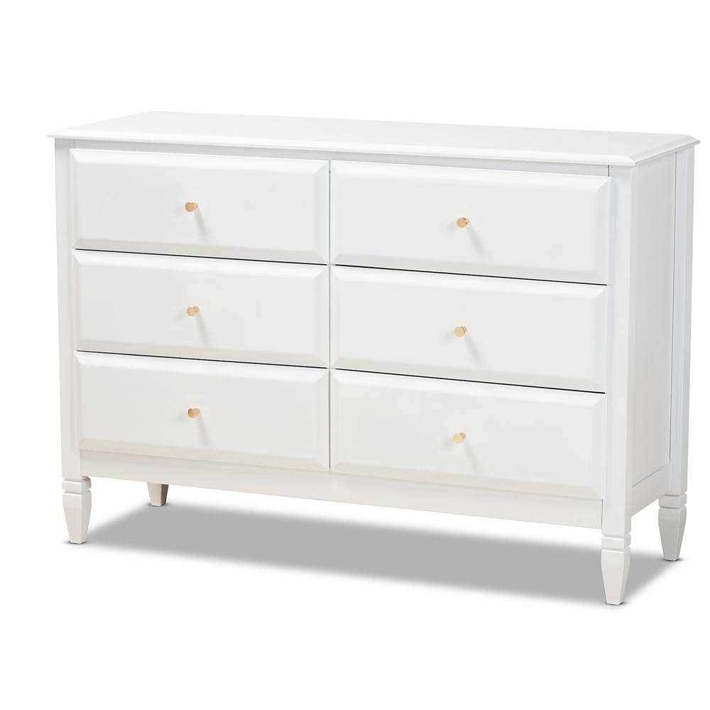 Naomi Classic and Transitional White Finished Wood 6-Drawer Bedroom Dresser. Picture 10