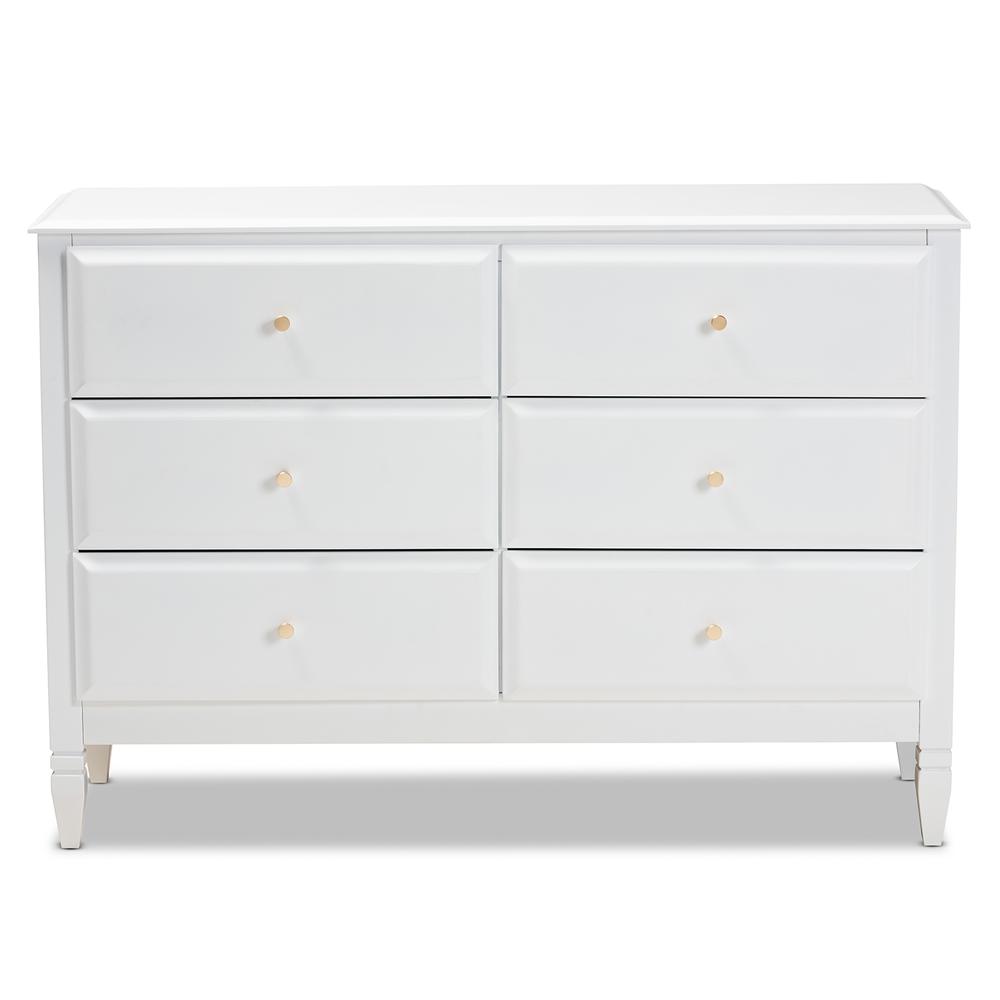 Naomi Classic and Transitional White Finished Wood 6-Drawer Bedroom Dresser. Picture 12