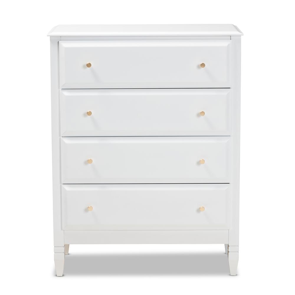 Naomi Classic and Transitional White Finished Wood 4-Drawer Bedroom Chest. Picture 12