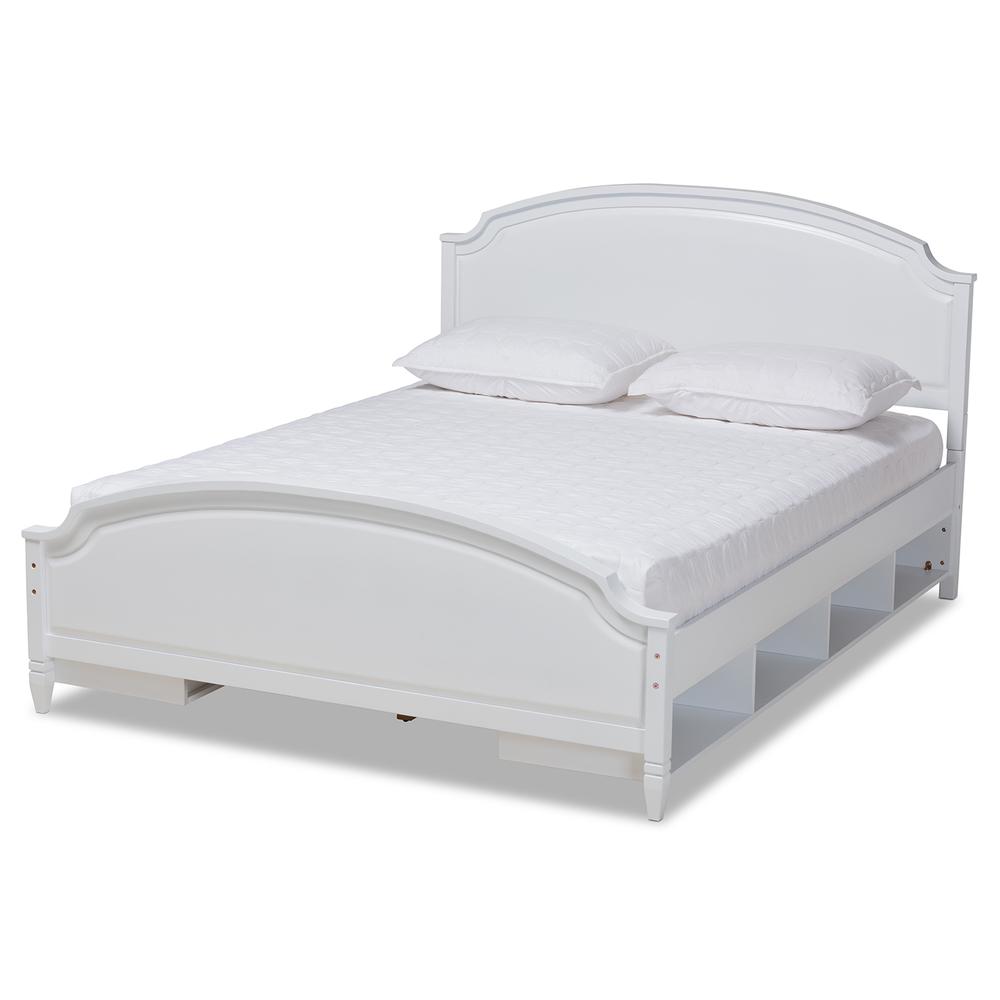 Traditional Transitional White Finished Wood Full Size Storage Platform Bed. Picture 10