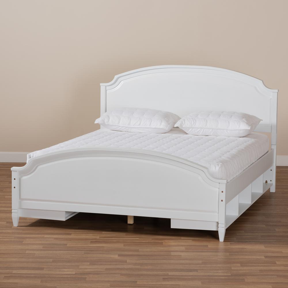 Traditional Transitional White Finished Wood Full Size Storage Platform Bed. Picture 16