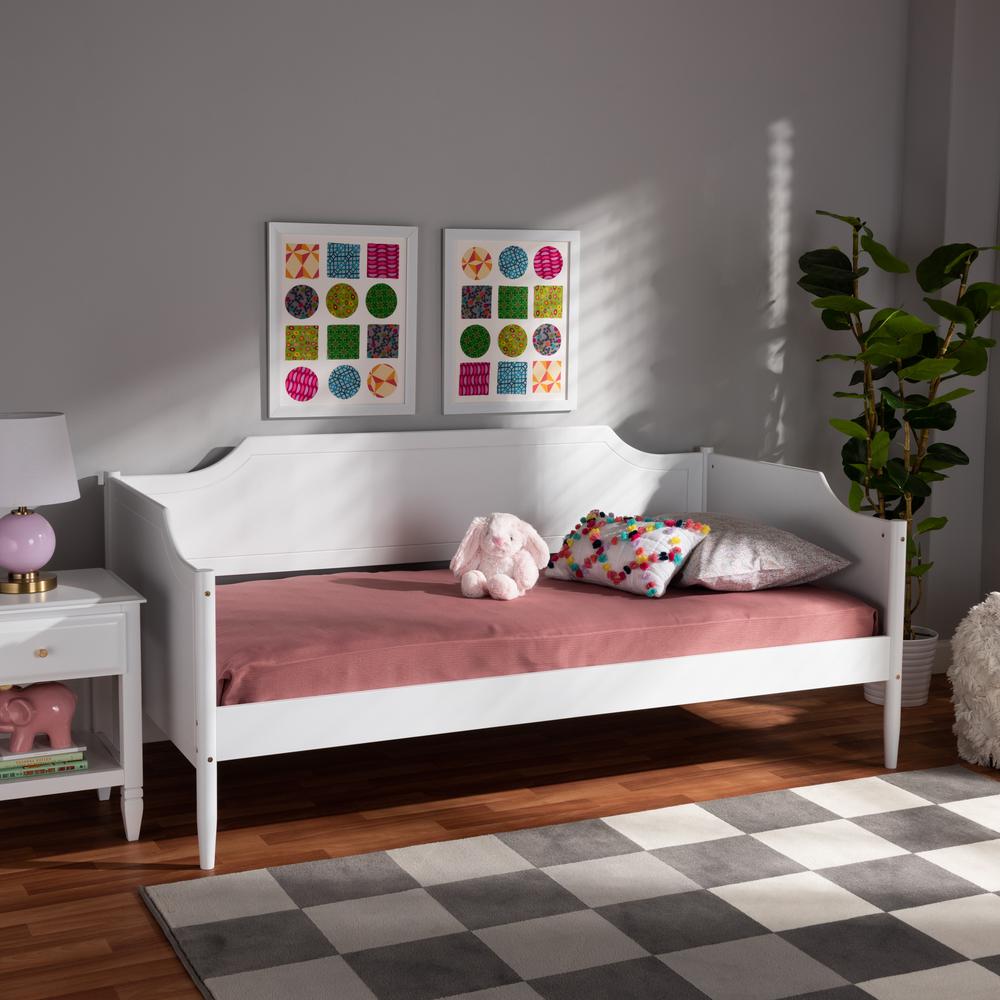 Alya Classic Traditional Farmhouse White Finished Wood Twin Size Daybed. Picture 14