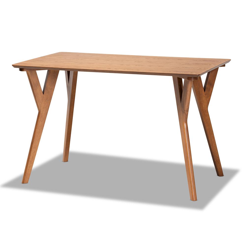 Sahar Mid-Century Modern Transitional Walnut Brown Finished Wood Dining Table. Picture 9