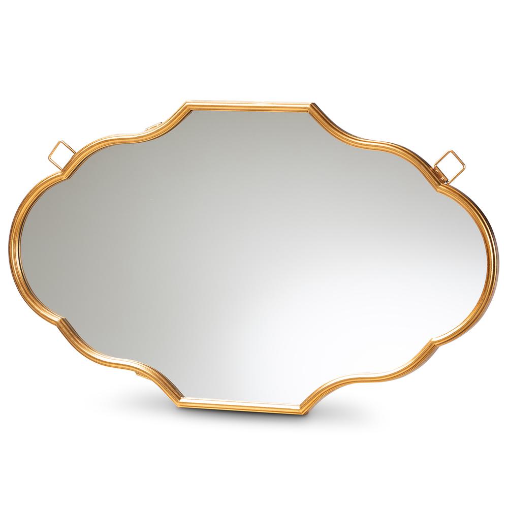 Baxton Studio Dennis Vintage Antique Gold Finished Accent Wall Mirror. Picture 6