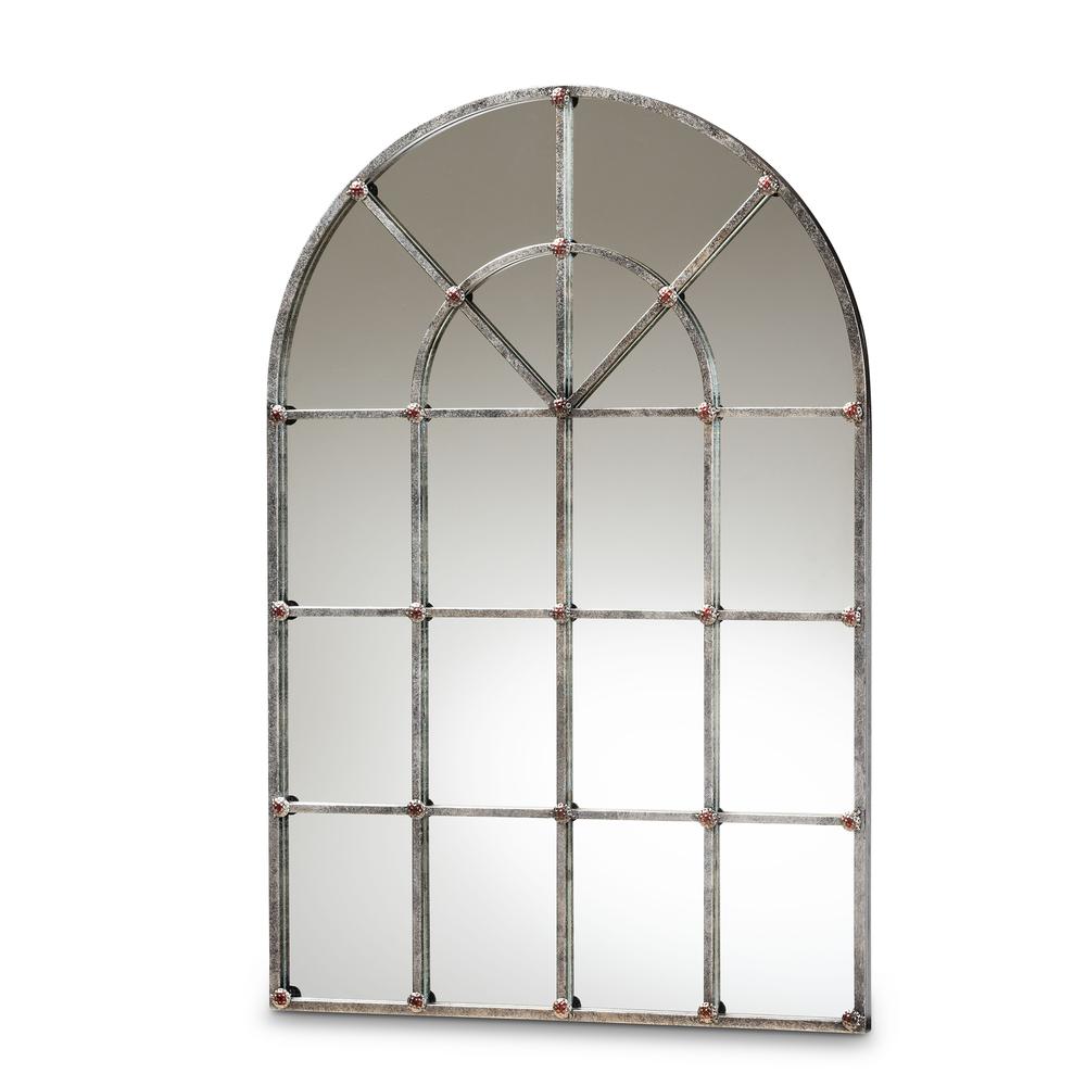 Vintage Farmhouse Antique Silver Finished Arched Window Accent Wall Mirror. Picture 4