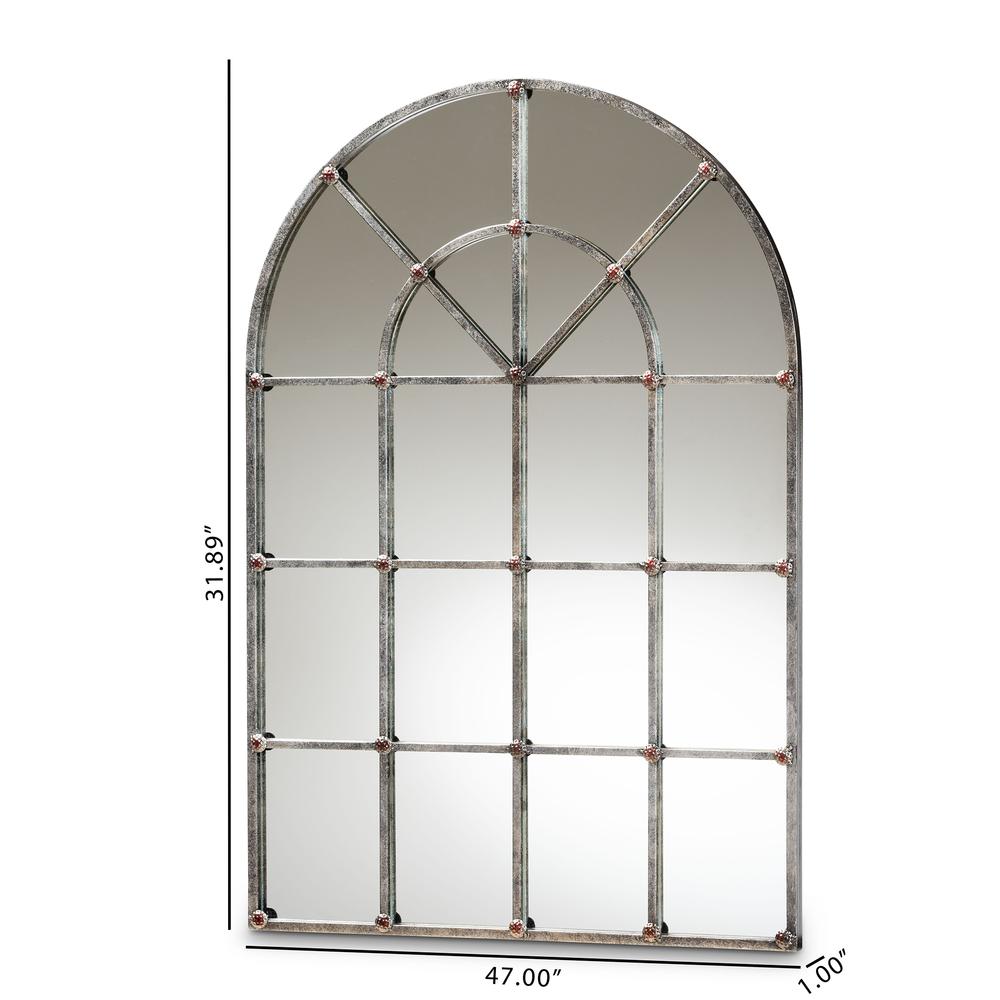 Vintage Farmhouse Antique Silver Finished Arched Window Accent Wall Mirror. Picture 6