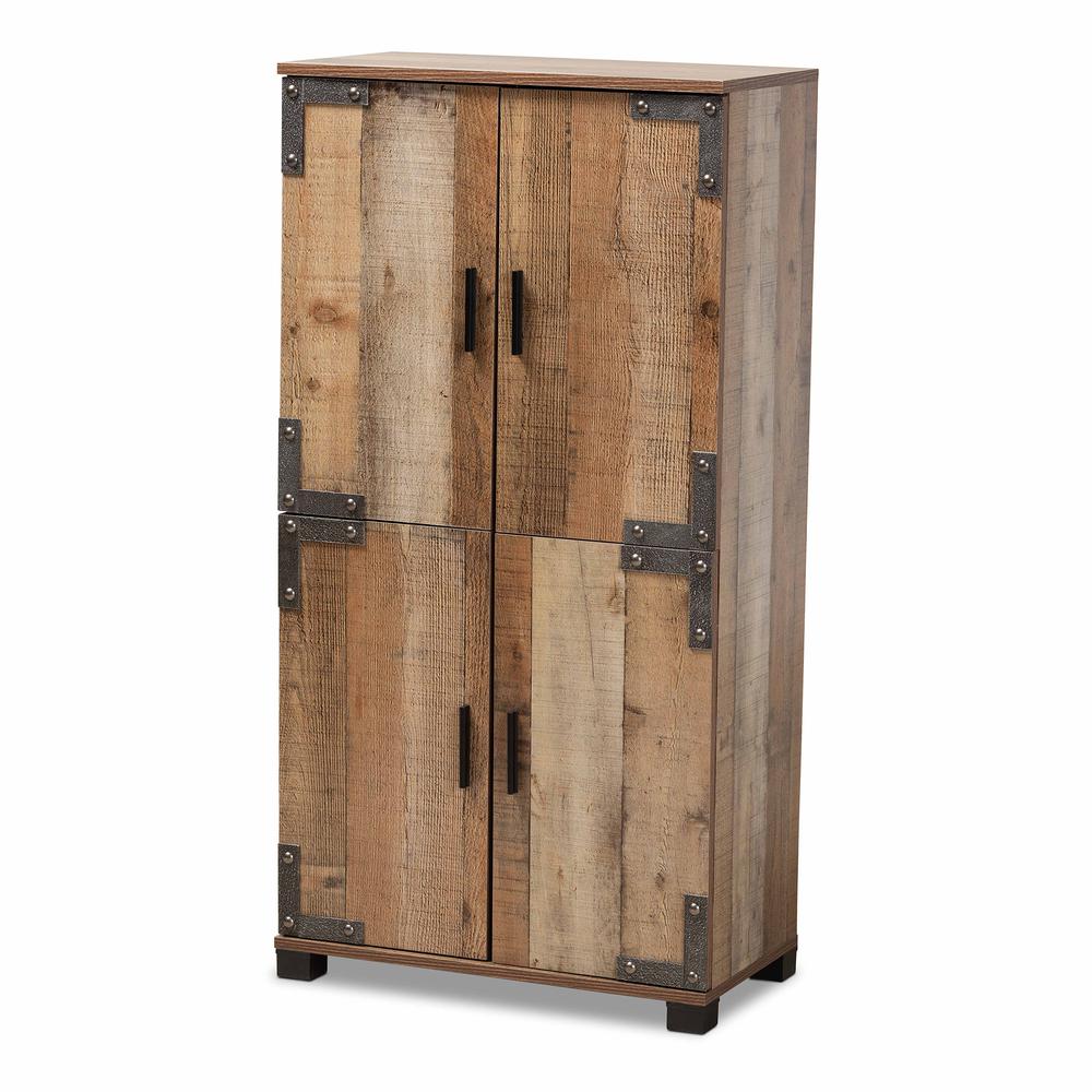 Farmhouse Rustic Finished Wood 4-Door Shoe Cabinet. Picture 11