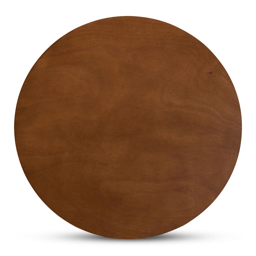 Walnut Brown Finished 34-Inch-Wide Round Wood Dining Table. Picture 10