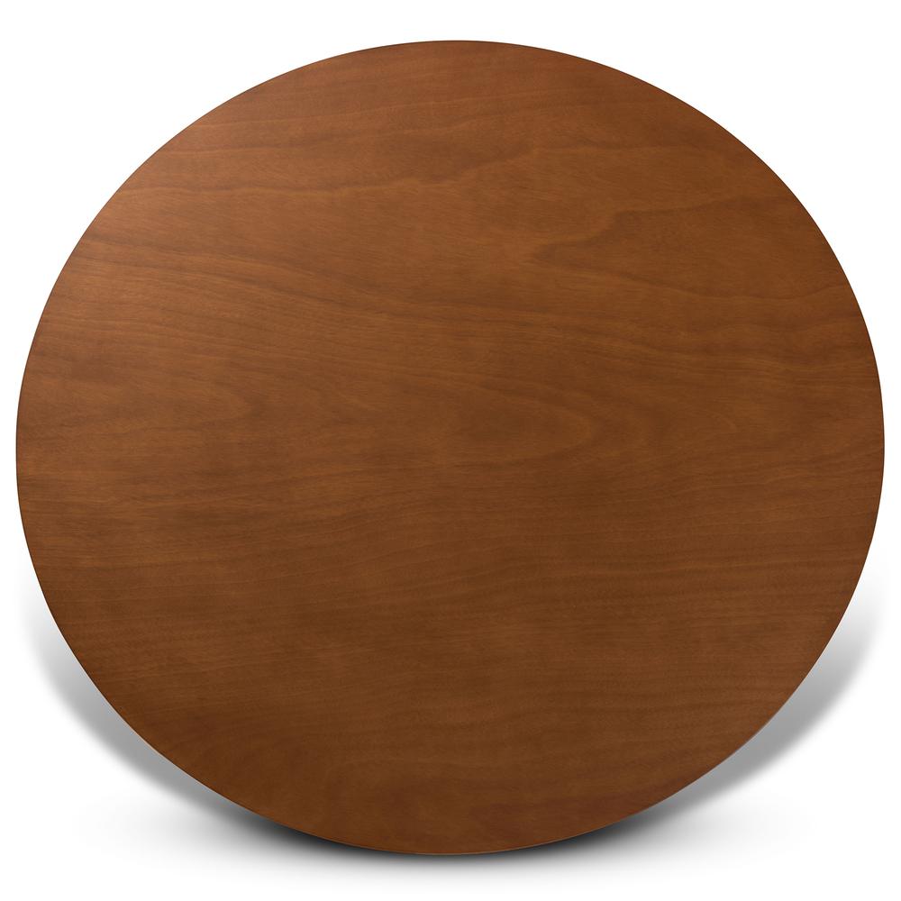 Walnut Brown Finished 45-Inch-Wide Round Wood Dining Table. Picture 10