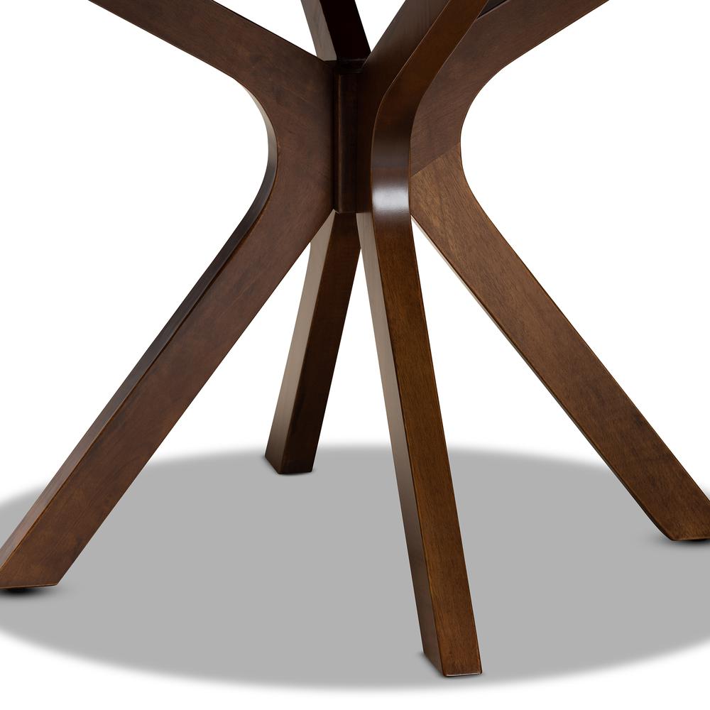 Walnut Brown Finished 45-Inch-Wide Round Wood Dining Table. Picture 11