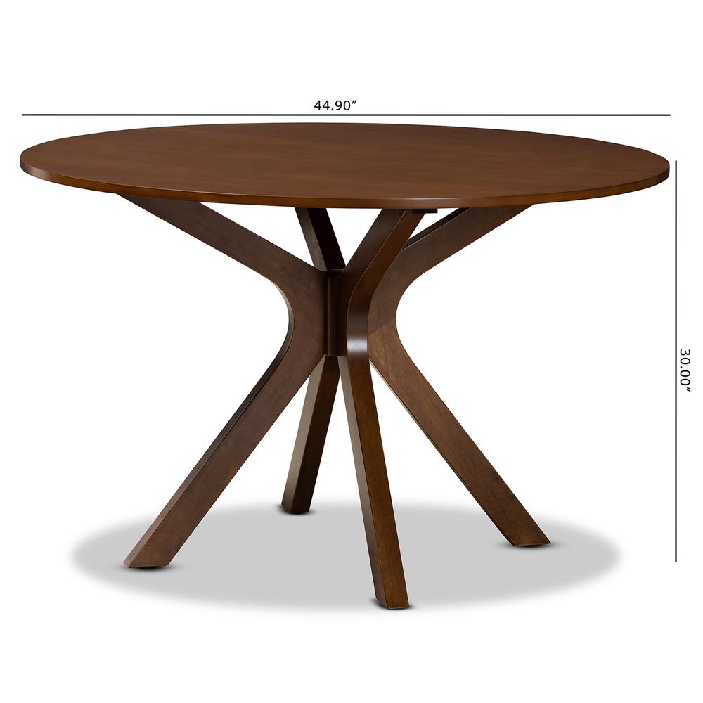 Walnut Brown Finished 45-Inch-Wide Round Wood Dining Table. Picture 14