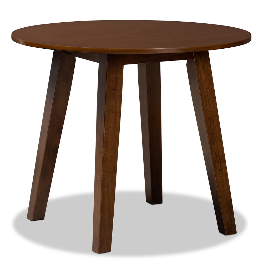 Walnut Brown Finished 35-Inch-Wide Round Wood Dining Table. Picture 8