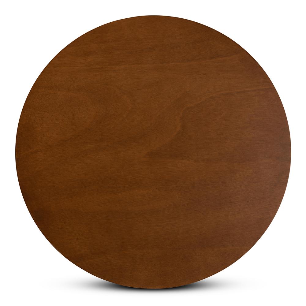 Walnut Brown Finished 35-Inch-Wide Round Wood Dining Table. Picture 10