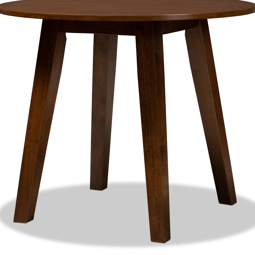 Walnut Brown Finished 35-Inch-Wide Round Wood Dining Table. Picture 11