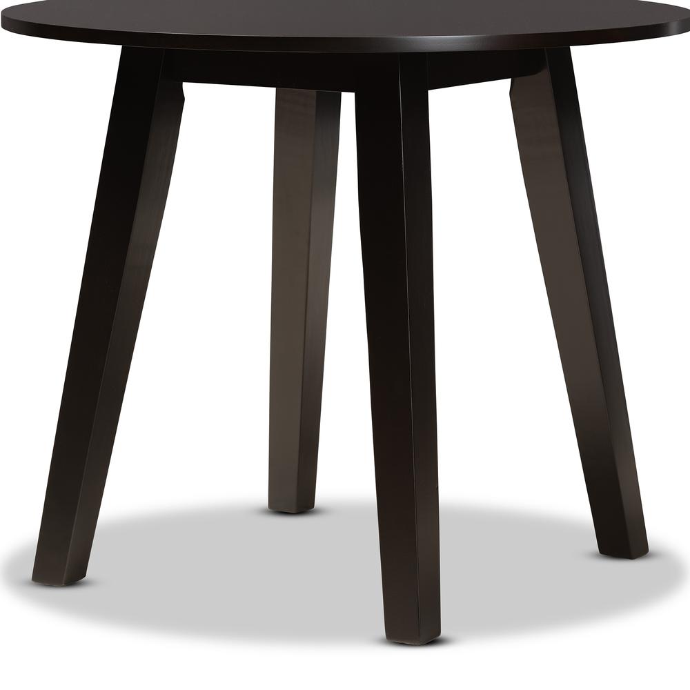 Dark Brown Finished 35-Inch-Wide Round Wood Dining Table. Picture 11