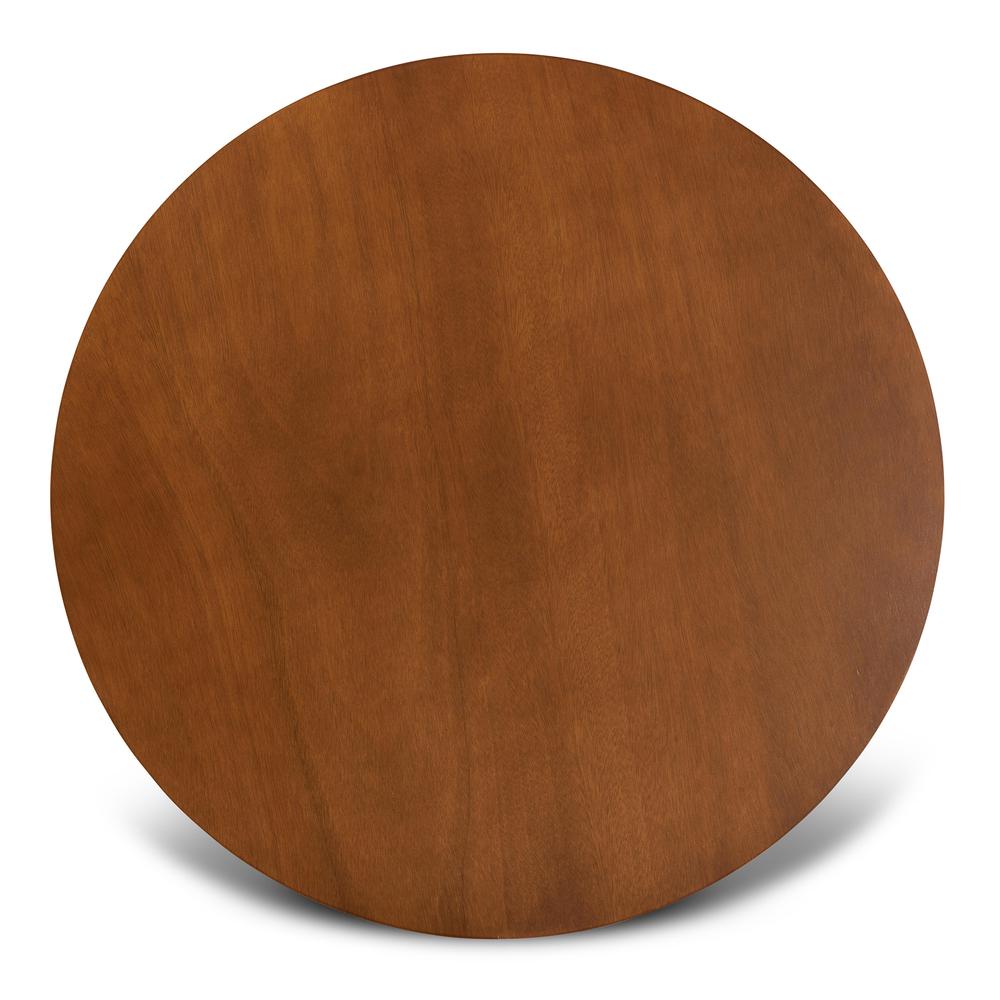 Walnut Brown Finished 35-Inch-Wide Round Wood Dining Table. Picture 10
