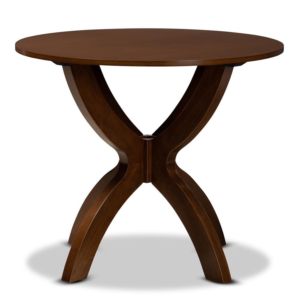 Walnut Brown Finished 35-Inch-Wide Round Wood Dining Table. Picture 9