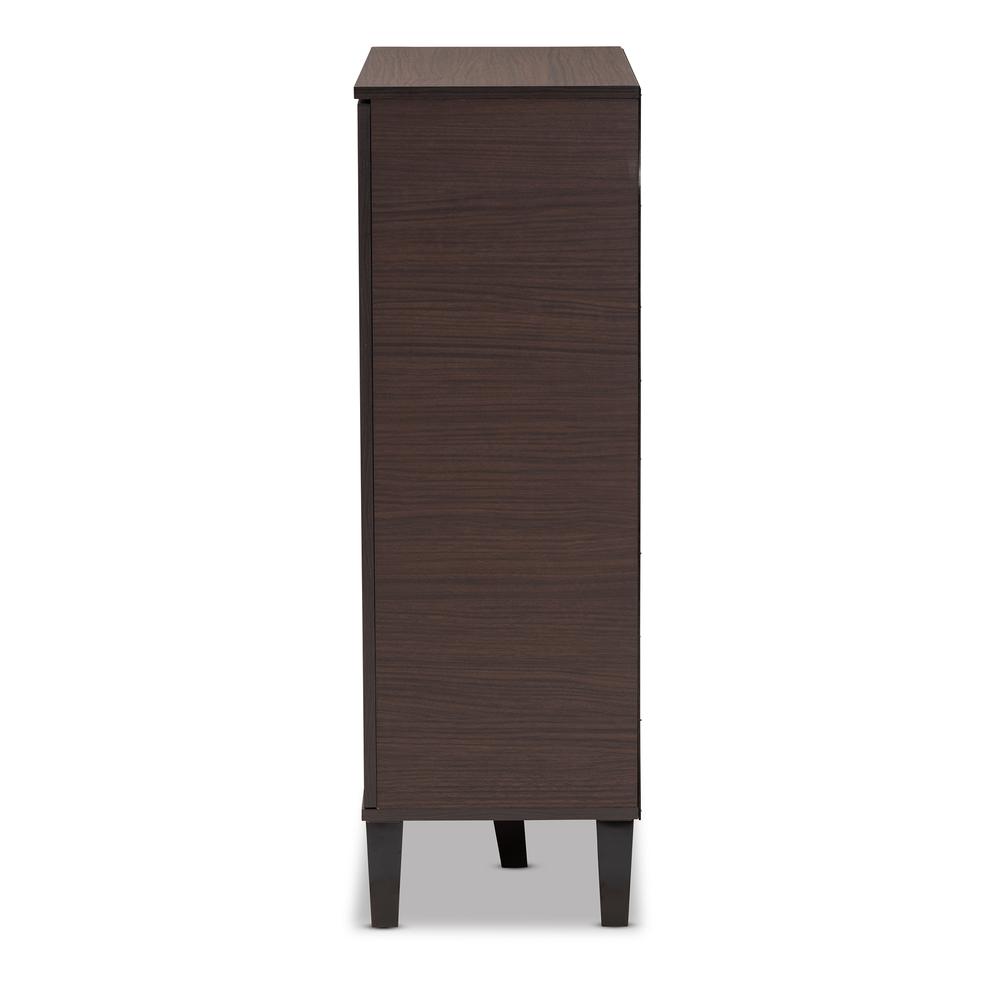 Two-Tone Dark Brown and Grey Finished Wood 1-Door Shoe Cabinet. Picture 14