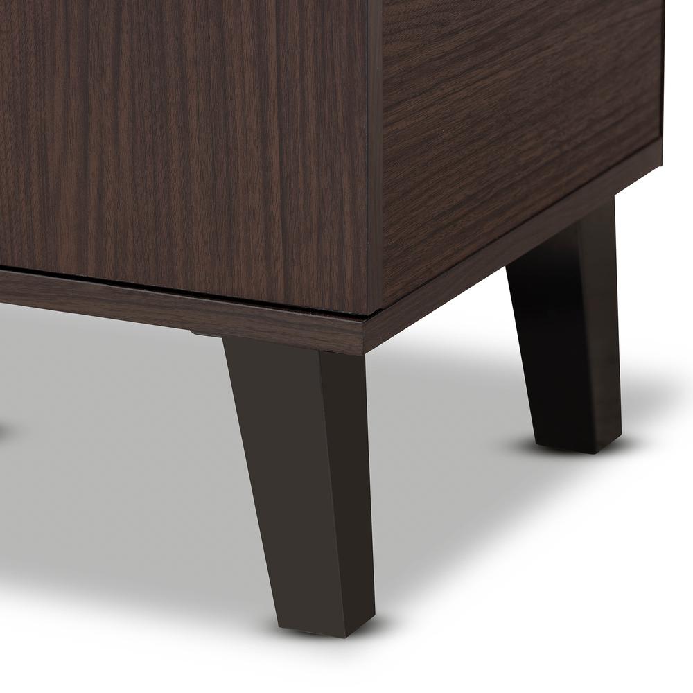 Two-Tone Dark Brown and Grey Finished Wood 1-Door Shoe Cabinet. Picture 16