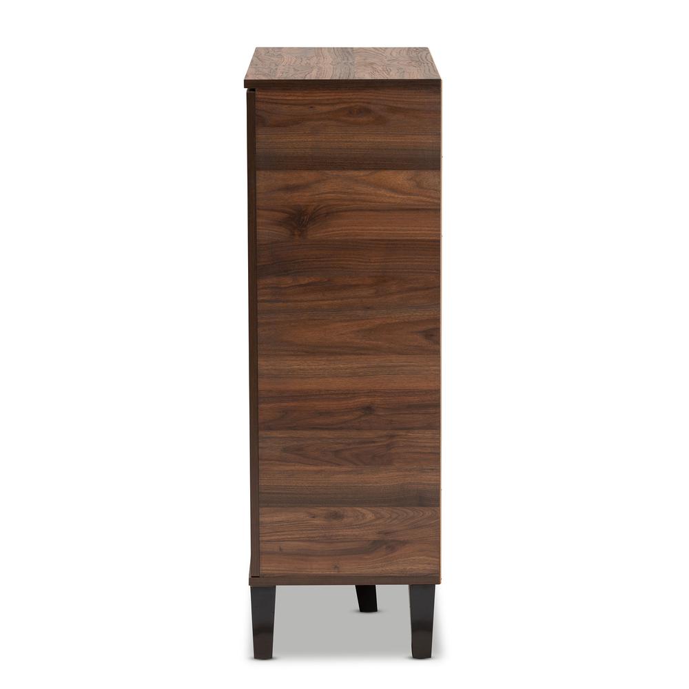Two-Tone Walnut Brown and Grey Finished Wood 1-Door Shoe Cabinet. Picture 14