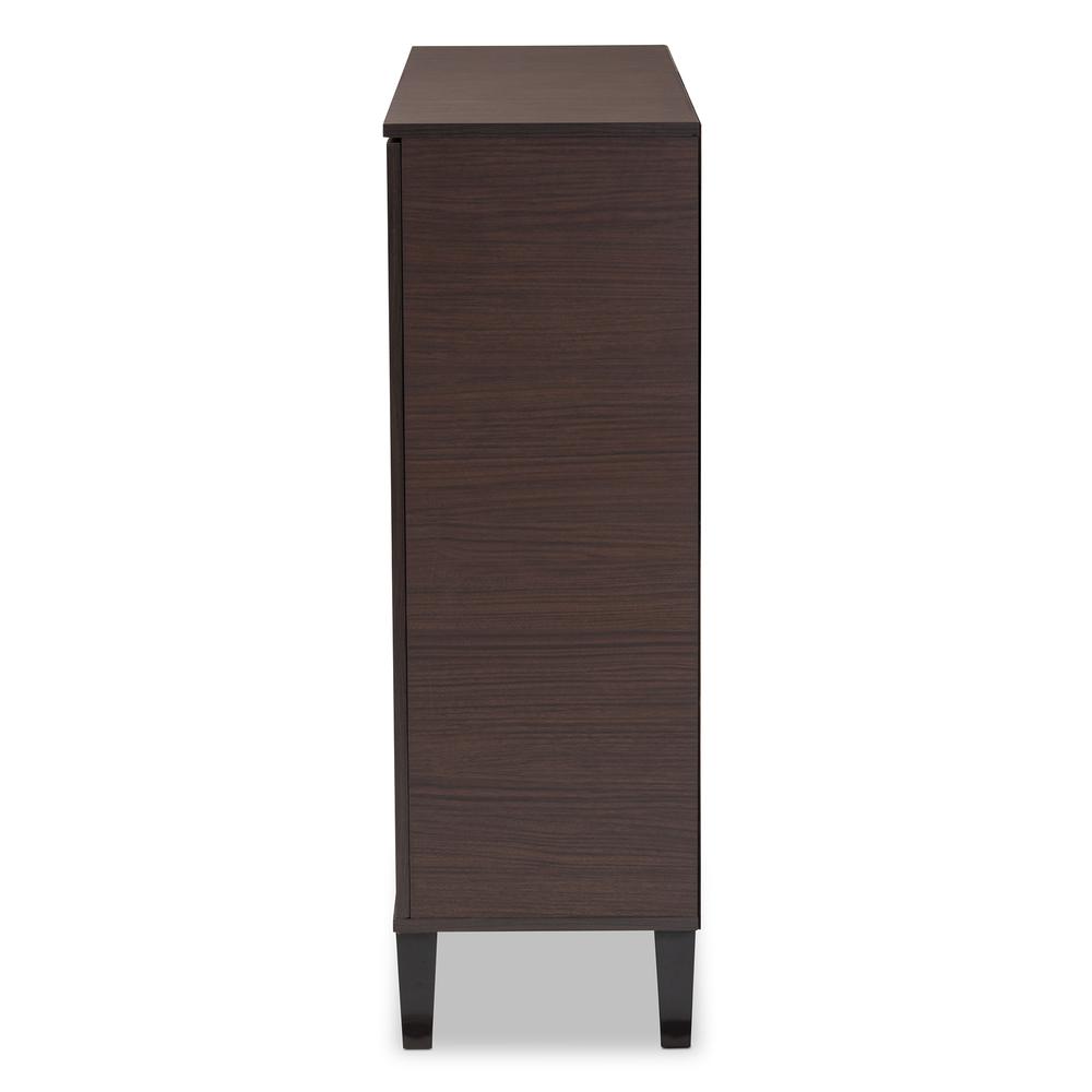 Two-Tone Dark Brown and Grey Finished Wood 2-Door Shoe Cabinet. Picture 14