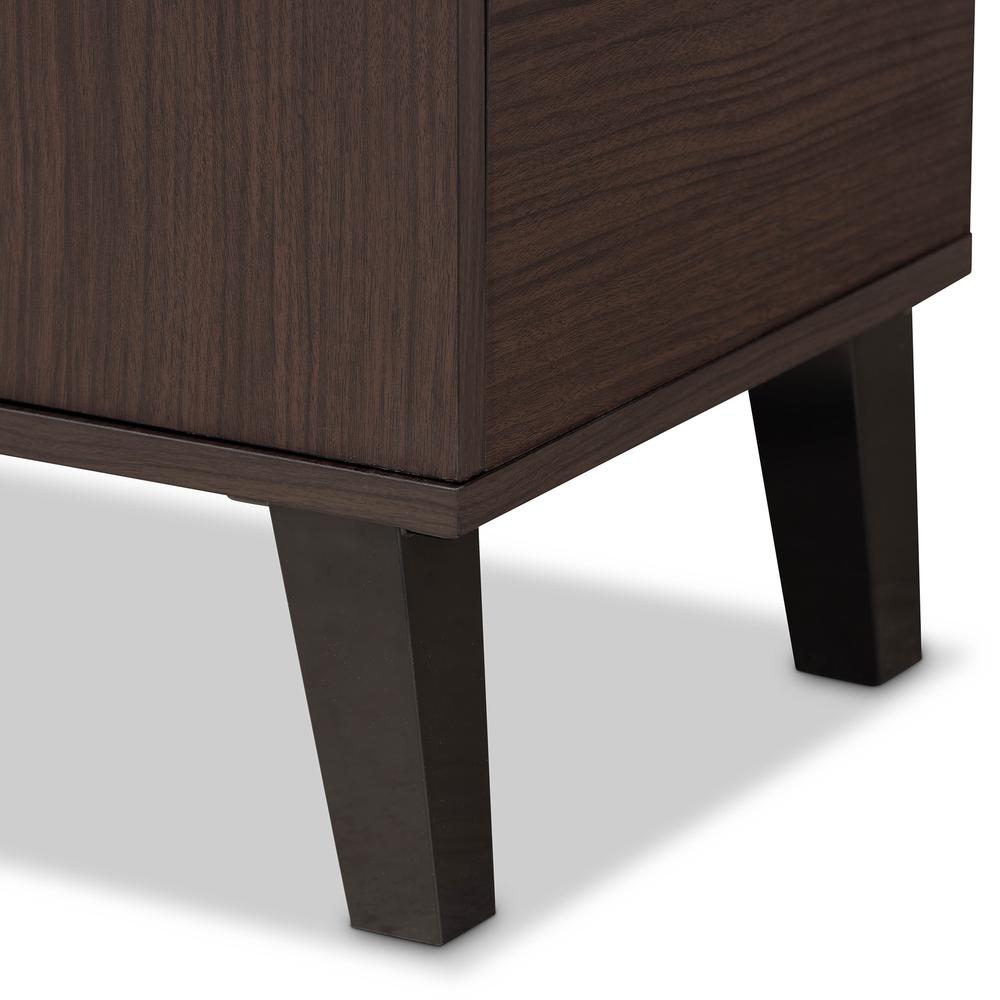 Two-Tone Dark Brown and Grey Finished Wood 2-Door Shoe Cabinet. Picture 16