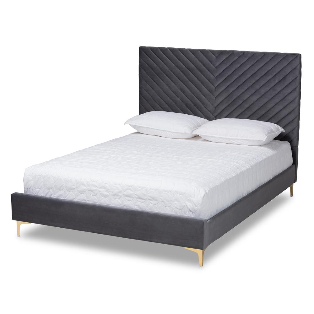 Gold Metal Queen Size Platform Bed. Picture 12