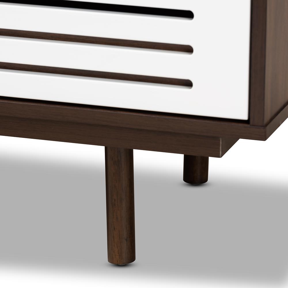 Two-Tone Walnut Brown and White Finished Wood 6-Drawer Dresser. Picture 15