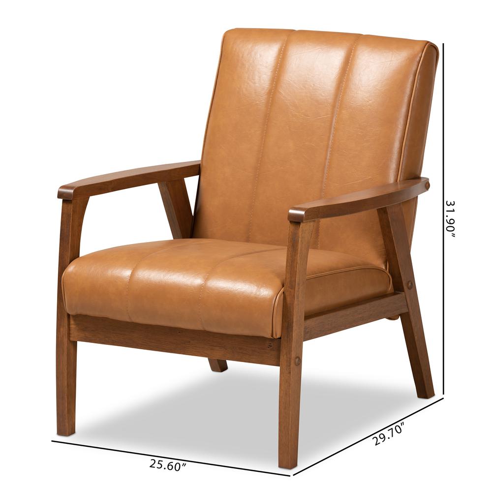 Leather Upholstered and Walnut Brown finished Wood Lounge Chair. Picture 18