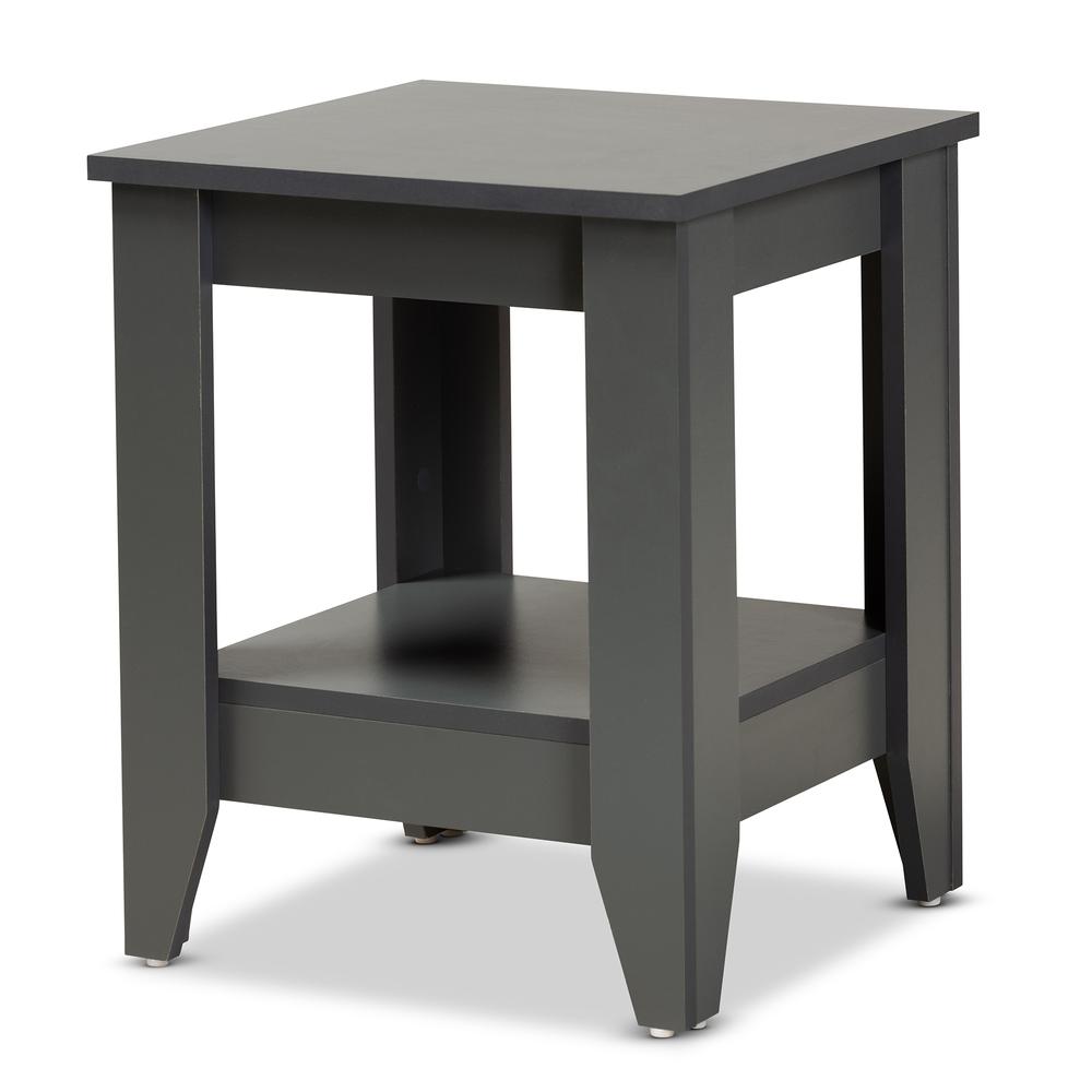 Audra Modern and Contemporary Grey Finished Wood Living Room End Table. Picture 8