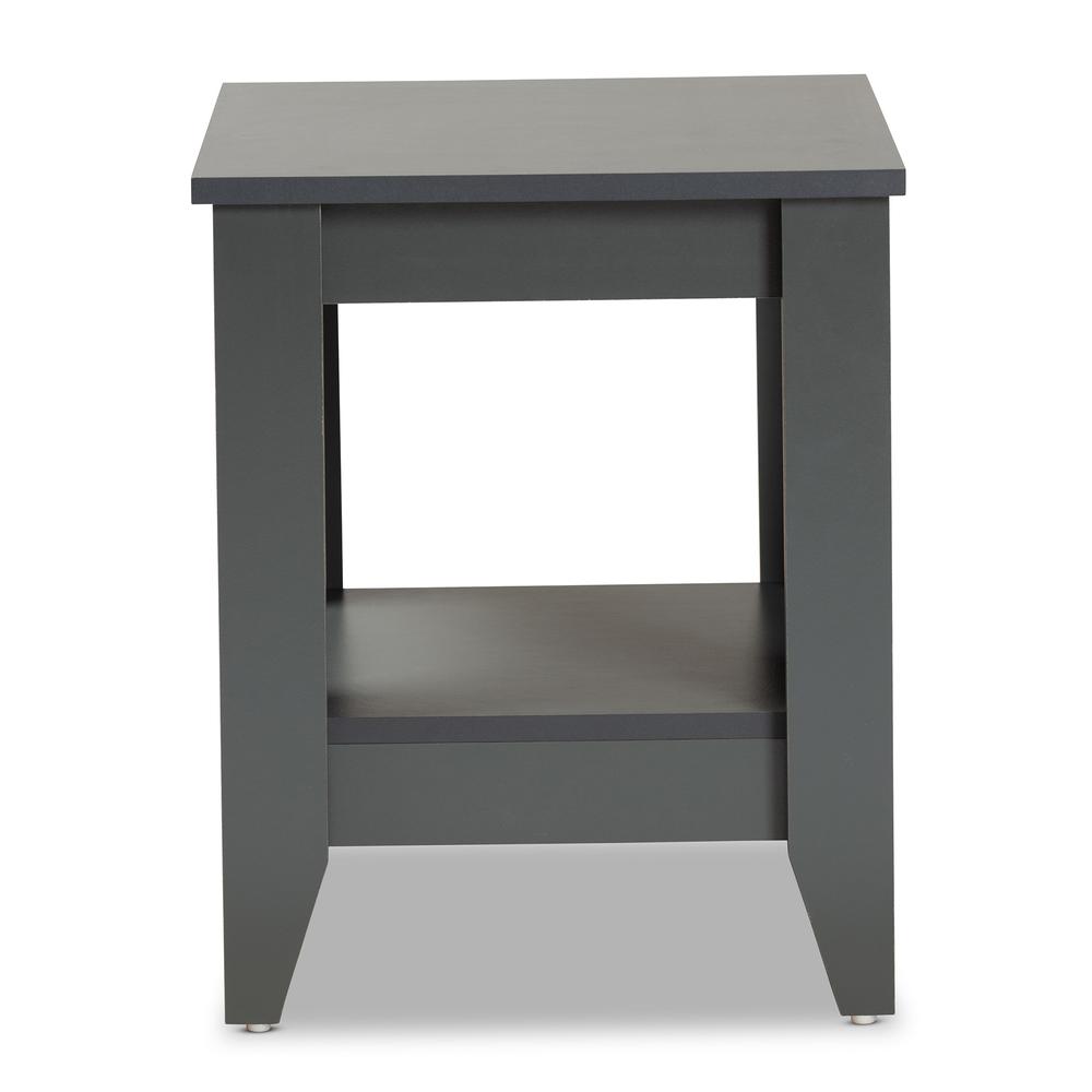 Audra Modern and Contemporary Grey Finished Wood Living Room End Table. Picture 9