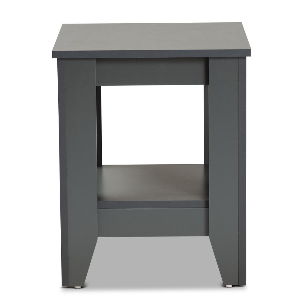 Audra Modern and Contemporary Grey Finished Wood Living Room End Table. Picture 10