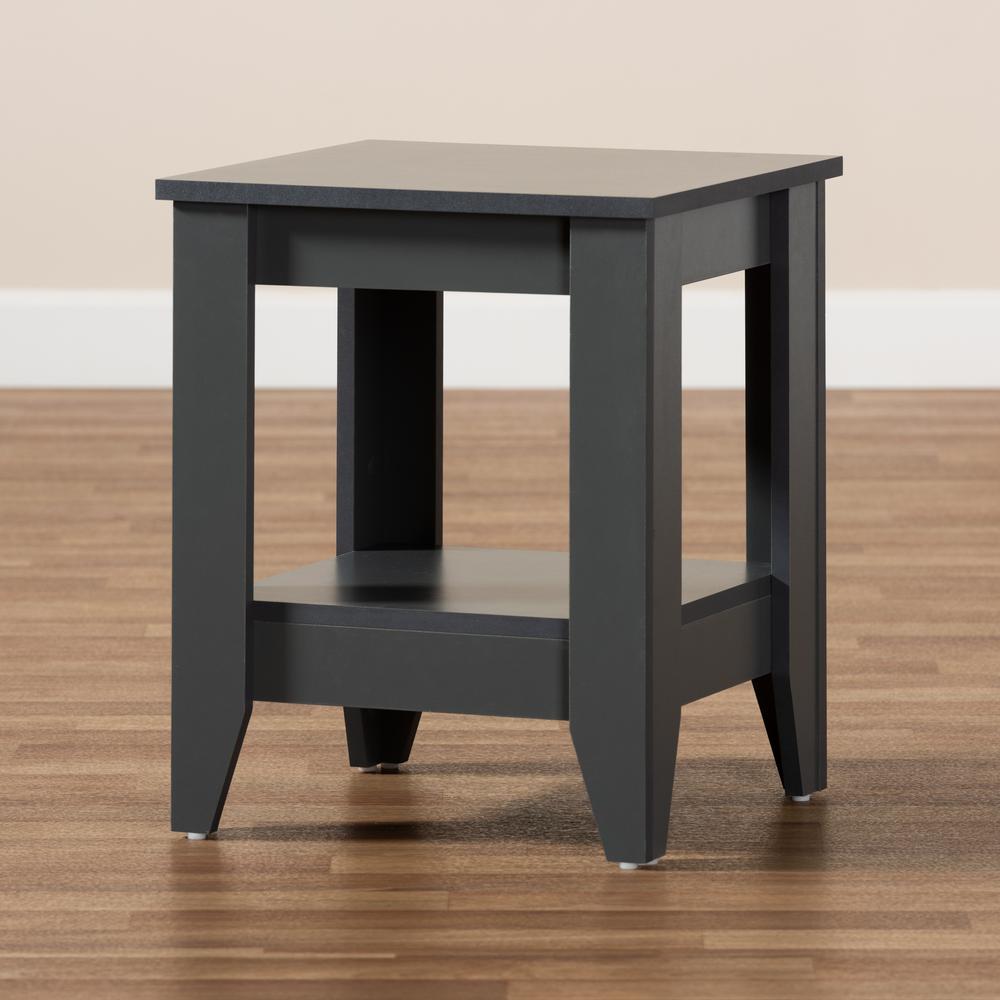 Audra Modern and Contemporary Grey Finished Wood Living Room End Table. Picture 13
