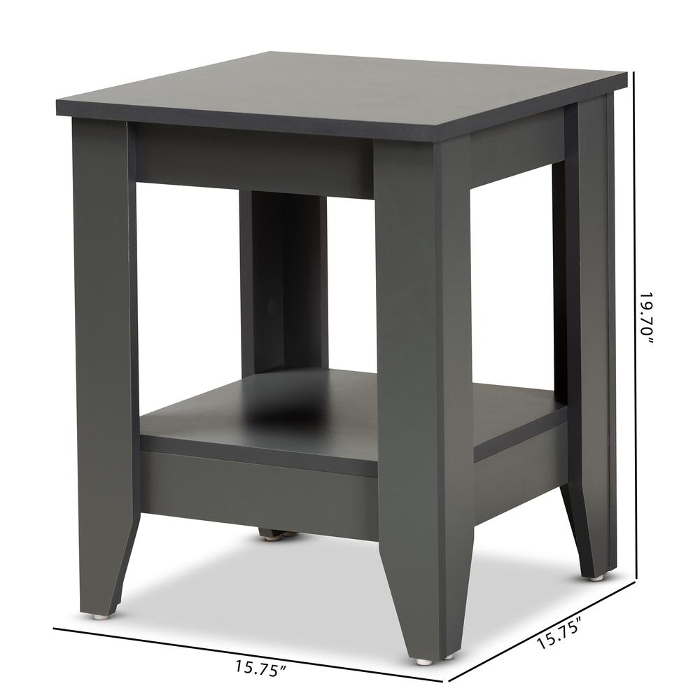 Audra Modern and Contemporary Grey Finished Wood Living Room End Table. Picture 14