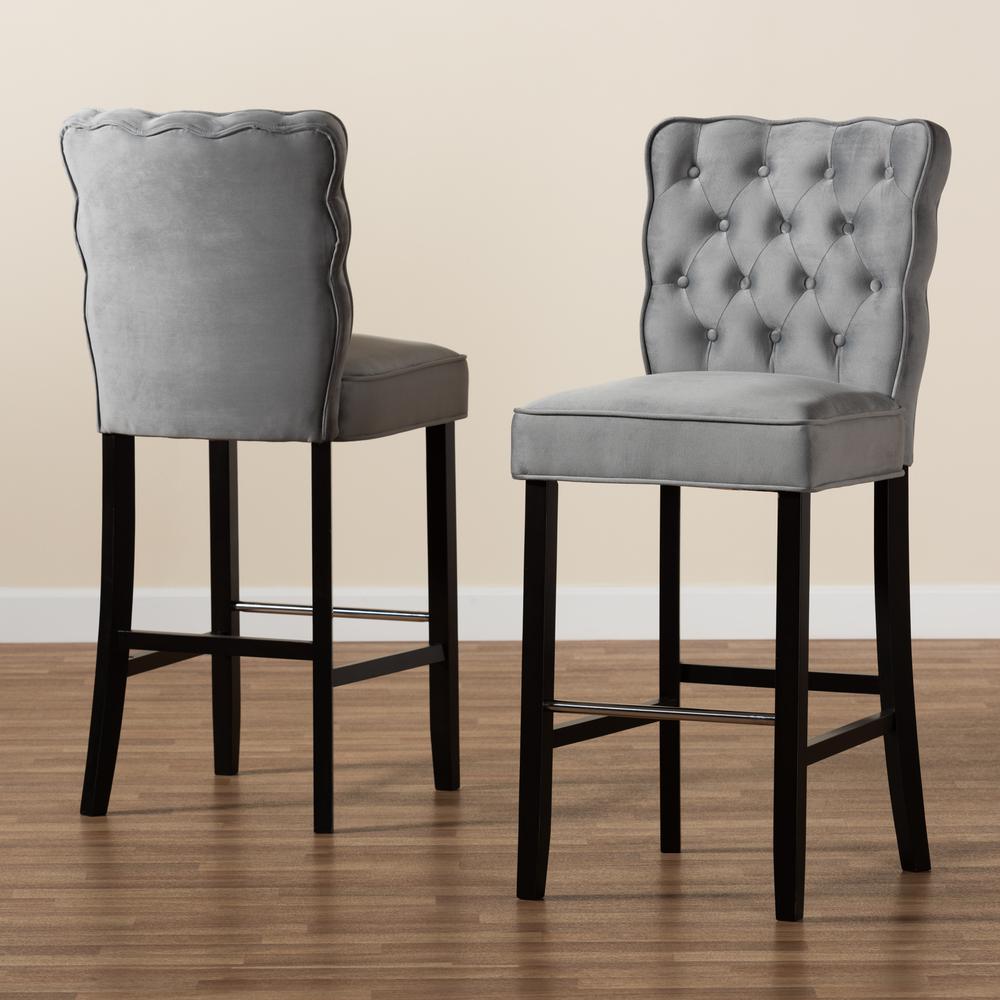 Dark Brown Finished Wood 2-Piece Bar Stool Set. Picture 15