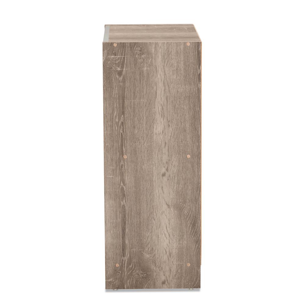 Langston Modern and Contemporary Weathered Oak Finished Wood 2-Door Shoe Cabinet. Picture 13