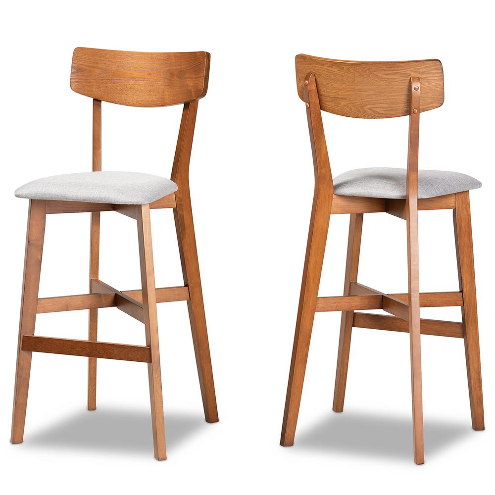 Walnut Brown Finished Wood 2-Piece Bar Stool Set. Picture 9