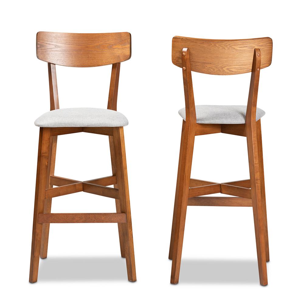 Walnut Brown Finished Wood 2-Piece Bar Stool Set. Picture 10